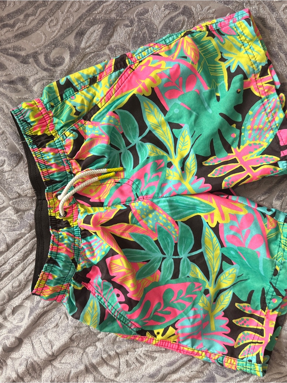Cat & Jack Kids' Tropical Swim Trunks - Pink, Green & Yellow